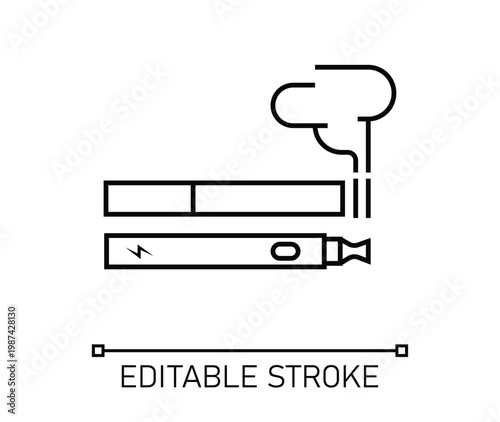 Vape No Cigarette No Smoking Icon Editable Stroke