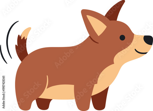 A cartoon dog wagging its tail on transparent background