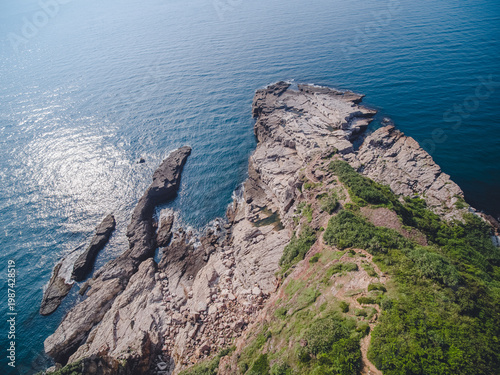Wallpaper Mural Aerial View of Longdong Bay Cape - Northeast and Yilan Coast National Scenic Area. Coast landscape birds eye view use the drone, shot in Gongliao District, New Taipei, Taiwan. Torontodigital.ca