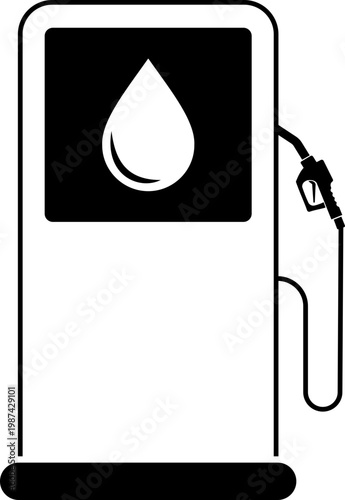 Fuel pump icon petrol gasoline diesel dispenser symbols, refueling station equipment icons, black silhouette and outline line style vector illustration for energy transport