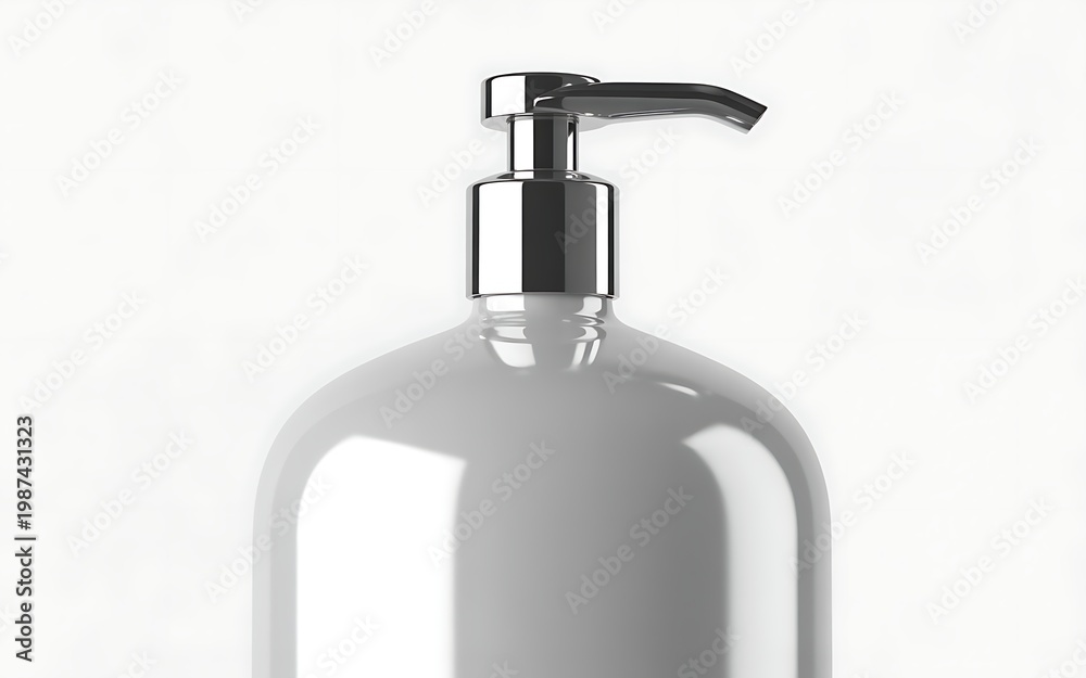 Obraz premium Close-up of a white liquid soap dispenser pump bottle