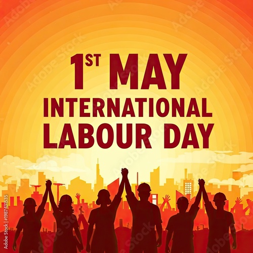 1st may international labour day celebration with silhouetted workers
