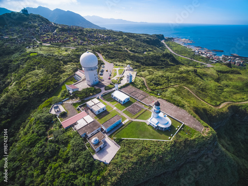 Wallpaper Mural Aerial View of Sandiao Cape Lighthouse - Northeast and Yilan Coast National Scenic Area. Coast landscape birds eye view use the drone, shot in Gongliao District, New Taipei, Taiwan. Torontodigital.ca