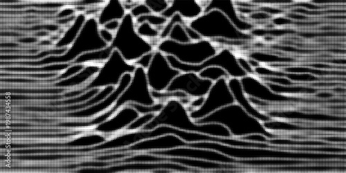 Black radial halftone circles. Dotted sound wave rings. Stippled epicenter, target, radar icon concept. Ripple concentric signal vibration element. Vector round dashed and dotted