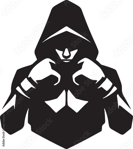 Hooded Fighter Vector Silhouette Urban Assassin & MMA Sport Logo Graphic