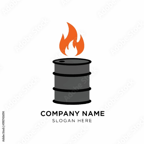 Burning Oil Barrel with Fire.