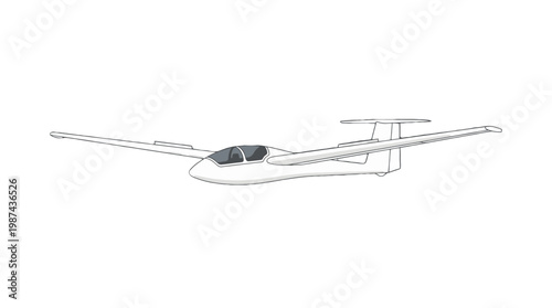 Minimalist line art illustration of a glider aircraft.