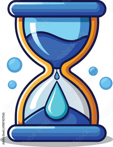 Hourglass with Dripping Water Symbolizing Water Conservation Strategies and Resource Management Isolated on Transparent Background and Eco-Conscious Environmental Awareness Content