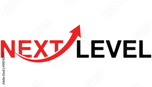 Next level logo with red arrow on white background
