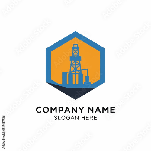 Drilling Rig Oil Industry Logo Design.