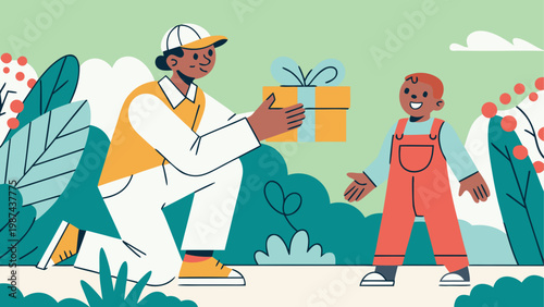 Group of people engaging in a collaborative outdoor activity with a child.