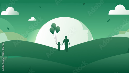 Two hikers exploring a scenic hillside with a dome-shaped structure in the distance