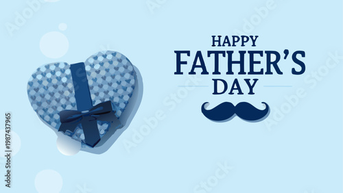 Heart-shaped gift box with bow for father's day celebration