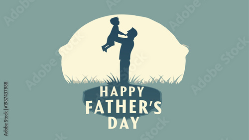 Father and child illustration celebrating father's day with a heartfelt embrace.