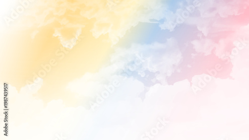 Delicate Cloudscape with Warm and Cool Pastel Colors. Romantic Pastel Sky Background for Creative Design. Vector Design.