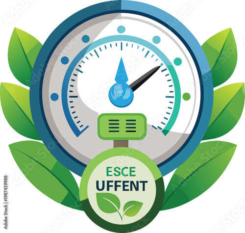 Eco-Friendly Energy Saving Clock with Green Leaves for Water Conservation Strategies Isolated on Transparent Background and Eco-Conscious Environmental Awareness Content