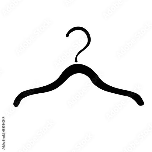 clothes rack is empty. It is drawn in a childish naive doodle style. vector stock illustration isolated on a white background.