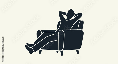 Silhouette of a man relaxing comfortably in an armchair.
