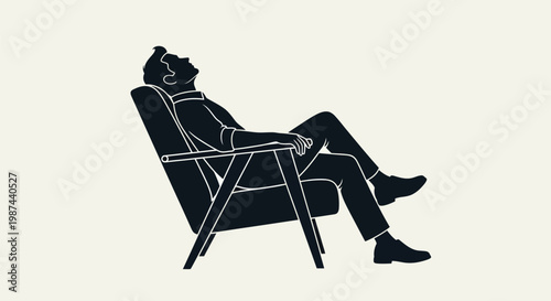 Silhouette of a person relaxing in a chair with head tilted back.
