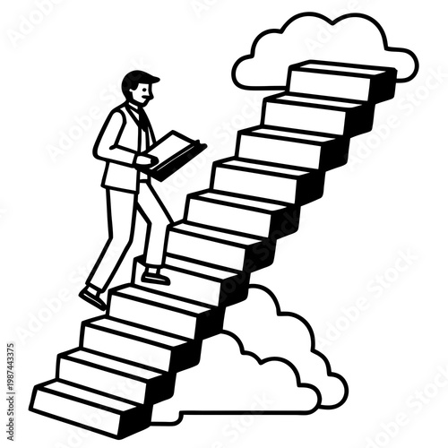 businessman standing on stairs