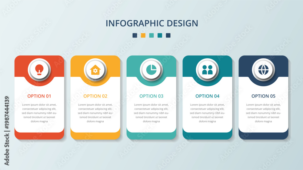 Fototapeta premium 3 Steps Modern Business Infographic Template with Icons and Rounded Rectangles