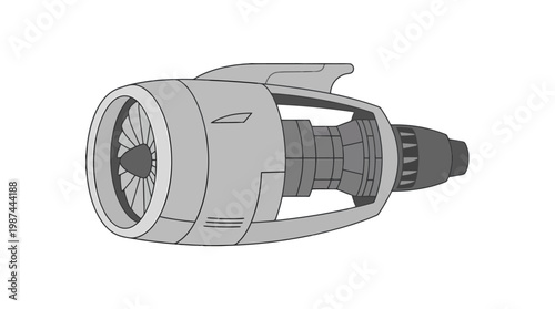 Detailed technical illustration of a modern aircraft jet engine turbofan component.