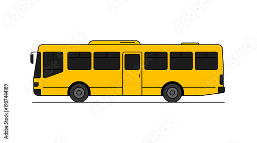 Flat vector illustration of a yellow city transit bus in side view.