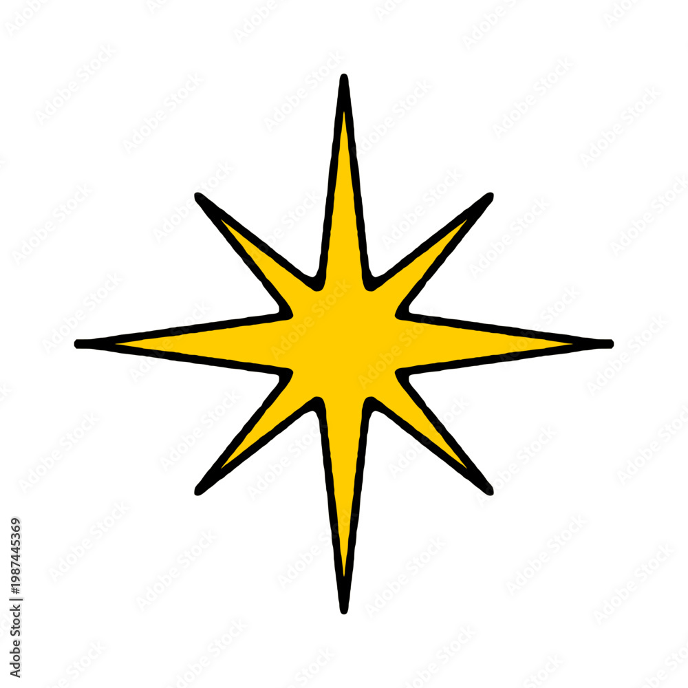 Obraz premium Modern Minimalist Four Point Starlet Icon for Night Graphic Projects and Creative Magic Cosmic Decoration Element Isolated on White Vector