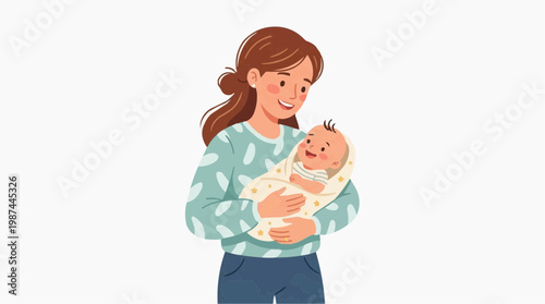 A mother cherishes a tender moment with her newborn infant, symbolizing the unique bond of motherhood and the innocent beauty of new life. Capturing the pure joy and triumph.