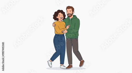 In an intimate illustration, a couple is embraced intimately, bathed in shared joy and affection. Their arms wrapped tightly, creating a feeling of togetherness, connection, and tenderness.