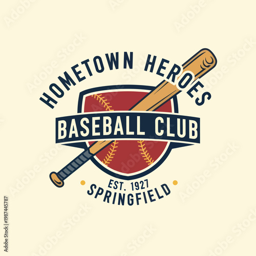 Hometown Heroes Baseball Club Vintage Logo Design.