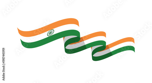 Indian flag ribbon waving symbol.