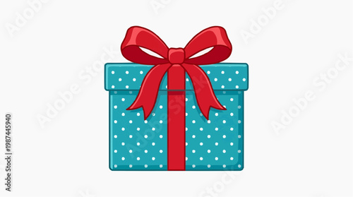 A festive gift box is artfully presented, wrapped with a striking red bow. The gift symbolizes special occasion, celebration, and giving.