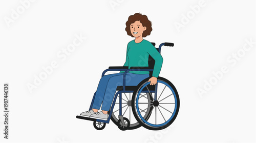 An illustration of an individual with a disability finds mobility and independence with the help of a modern wheelchair.