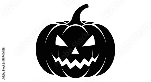 Spooky black jack o lantern silhouette for Halloween celebration.