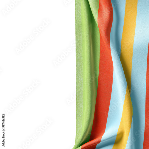 Colorful beach towel with flowing striped fabric folds