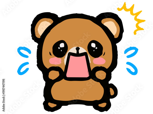 ビックリして驚くクマの落書き風イラスト素材2