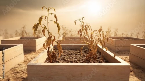 Drought's Grip: Sun-scorched plants in parched earth, a stark visual metaphor for climate change impact.