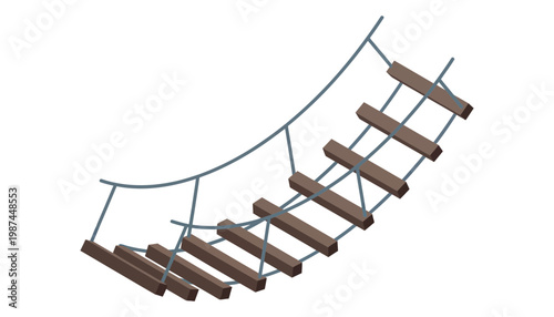 A sturdy rope ladder with wooden rungs for climbing and adventure