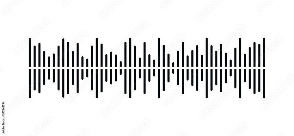 Εκτύπωση καμβά Abstract Black Sound Waveform and Audio Spectrum Vector Illustration