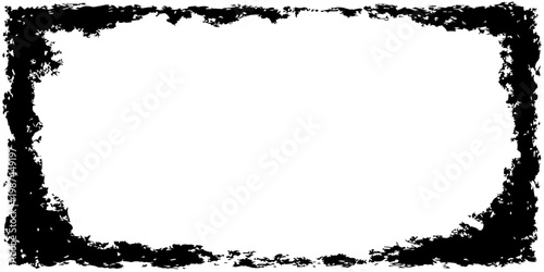 Black grunge frame border with rough vintage texture for text and design use
