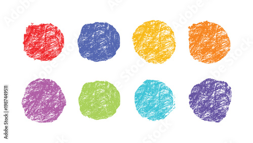 Set of 8 Colorful Distressed Grunge Textured Circular Blobs Vector Illustration
