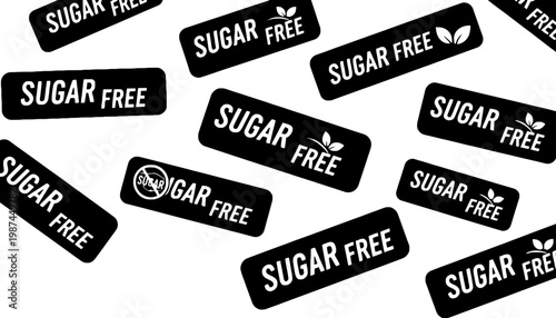 Sugar free stickers on a white background for food labeling purposes