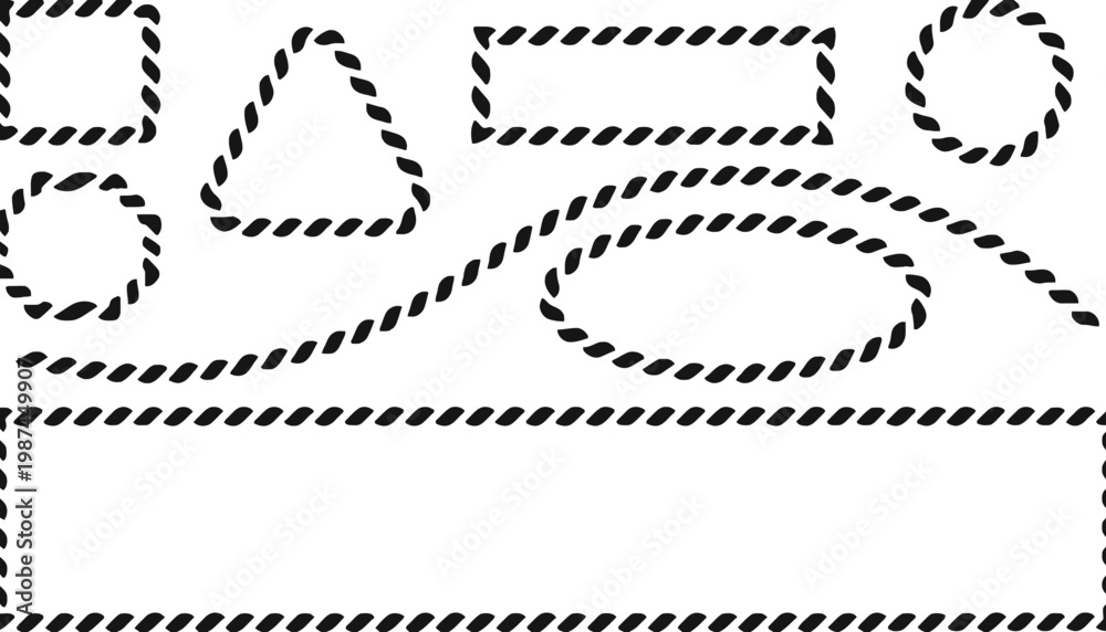 Obraz premium A rope icon set with various shapes and lines on a white background