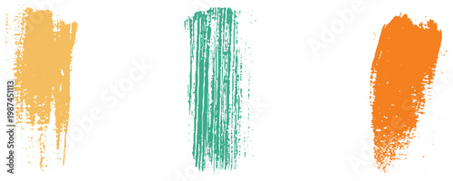 Artistic set of colorful hand-drawn vertical brush stroke stains