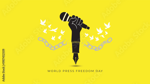 World Press Freedom Day banner poster and freedom awareness concept on background.