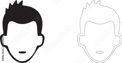 Male head with short hair. Vector template.