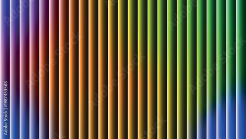 A vibrant and playful abstract background features a full rainbow spectrum of vertical bars, seamlessly blending every color.