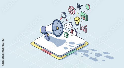 Megaphone on a smartphone screen.