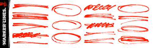 Obraz na płótnie Red scribble underline and ovals to emphasize your text and hand drawn notes